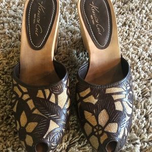 Kenneth Cole peep toe mules